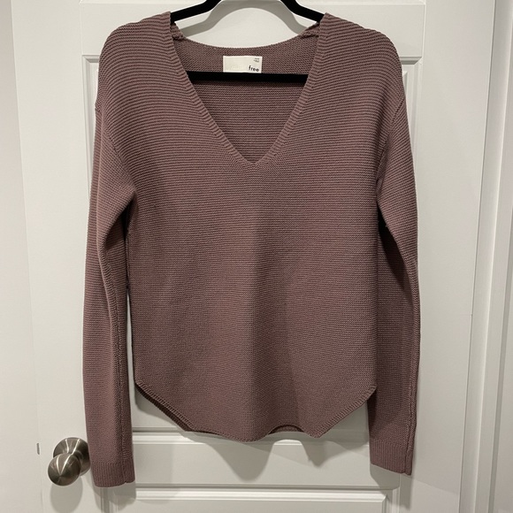 Aritzia Wilfred Free Mauve Italian Merino Wool Knit Wolter Sweater XXS - Picture 1 of 4